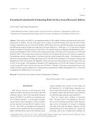 Pdf Formulae Evaluation For Estimating Body Surface Area Of