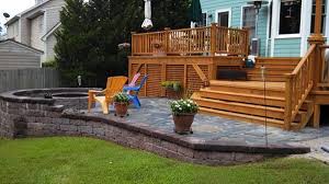 Wood Deck And Stone Patio Combination Ideas