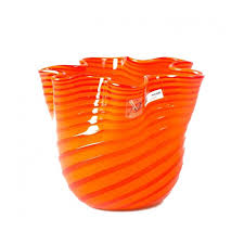 Murano Glass Orange Stripes Decorative Bowl