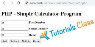 simple calculator program in php using