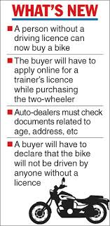 driving licence rule for ing bike