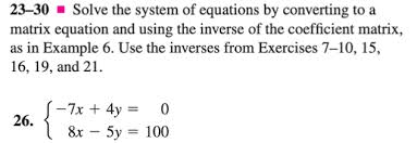 converting to amatrix equation