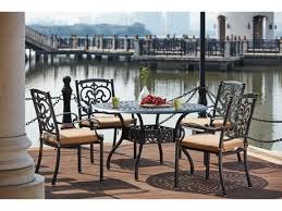 Darlee Outdoor Living Santa Barbara Cast Aluminum 5 Piece Dining Set With Cushions And 48 Round Dining Table