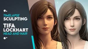 tifa lockhart head and hair sculpting