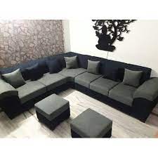 wooden modern l shape sofa set for