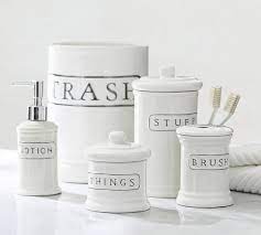 Shop pottery barn for single sink, double sink and custom bathroom vanities. Ceramic Text Bath Accessories Pottery Barn