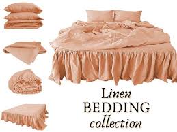 linen bedding set in peach duvet cover