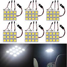 Amazon Com Everbright 6 Pack White Led Panel Dome Light Lamp 5050 12smd Led Interior Car Lights Auto Led Dome Lights Interior With T10 Ba9s Festoon Adapters Dc 12v Automotive