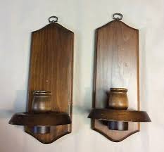 Vintage Set Of 2 Brown Wooden Wall