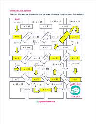 free maze solving equations activities