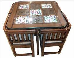 Square Glass Top Dining Table Set 4 Chairs
