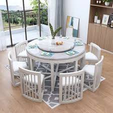 The kingston jamaican brown 8 seater dining table has been superbly designed to bring you the best in durability and quality workmanship. Large 8 Seater Marble Solid Wood Round Dining Table Living Room Furniture Combination Shopee Malaysia