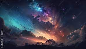 dreamlike grant sky at night time