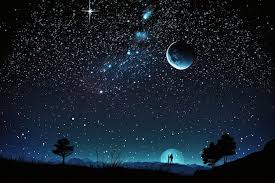 night sky with stars moon