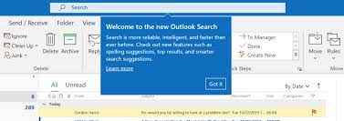 outlook search bar moved to top
