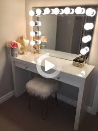 makeup vanity table with lighted mirror