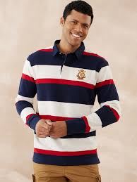colorblock stripe pique rugby polo