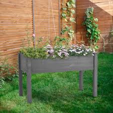 Tiramisubest 48 In X 24 In X 30 In Raised Garden Bed Wooden Planter Box With Legs Elevated Outdoor Planting Boxes Gray