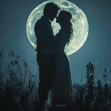 couple at night under moon love dp