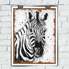 Black White Zebra Watercolor Painting