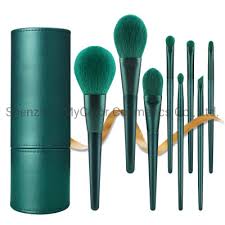 8pcs dark green makeup brush set