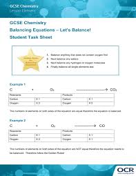 gcse chemistry lesson element balancing
