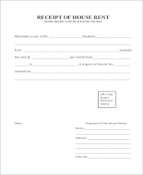 Rent Receipt Form For Income Tax Template House Purpose Templates