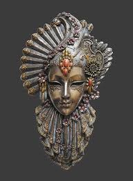 Venetian Mask Jewel Bronze Wall Plaque