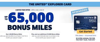 Up to 150,000 bonus miles: 65 000 Miles With The New United Explorer Credit Card Offer Deals We Like
