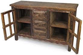 rustic wood sideboard with glass framed