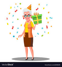 funny old woman celebrate birthday in