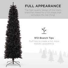 Amazon.com: Best Choice Products 7.5ft Black Artificial Holiday Christmas  Pencil Tree for Home, Office, Party Decoration w 972 Tips, Metal Hinges &  Base : Home & Kitchen