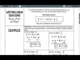 Writing Linear Equations Given A Point