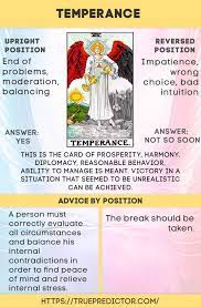However, a card in upright position may have a bad meaning, which mean that the reversed position brings good news. Temperance Interpretation And Meaning In Love And Money Readings Temperance Tarot Card Tarot Book Tarot Meanings