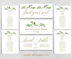 Greenery Wedding Seating Chart Template Header Signs And