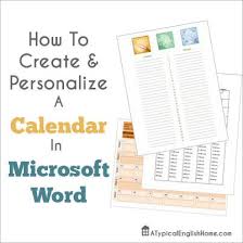 How To Create A Calendar In Microsoft Word A Typical English Home