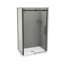 Multiple kits for this are highlighted. Maax Utile 48 In X 32 In X 83 In Alcove Shower In Metro Ash Grey With Center Drain Base And Door In Dark Bronze In The Shower Stalls Enclosures Department At Lowes Com