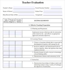 Teacher Evaluation Form For Students Template Teacher