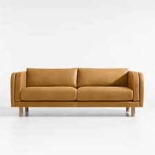 crate barrel pershing leather curved