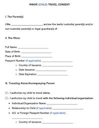 free child travel consent forms