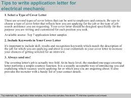 Electrical Mechanic Application Letter