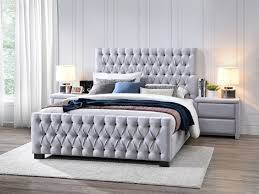 Not only is this bed stylish but it also is an instant upgrade your bedroom with features such as a padded upholstered headboard with slat design details, low profile bed rails and tapered legs to pull together this contemporary look. Bella Queen Size Bed Frame Upholstered Grey Fabric On Sale