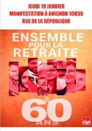 Retraites: jeudi 19 janvier, manifestation à 10H30 rue de la République à  Avignon. - ROUGE CERISE