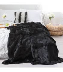 black rabbit fur blanket for luxurious