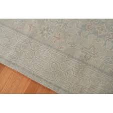 blue hand knotted wool blend area rug