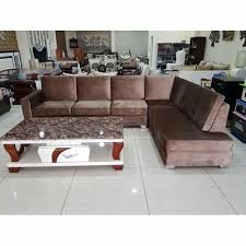 brown l shape 7 seater designer sofa set