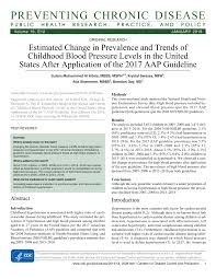 New acc/aha blood pressure guidelines: Pdf Estimated Change In Prevalence And Trends Of Childhood Blood Pressure Levels In The United States After Application Of The 2017 Aap Guideline