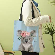 koala pattern canvas tote bag large