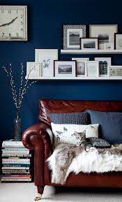 brown and blue living room