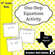 One Step Equations Activity 6 10b